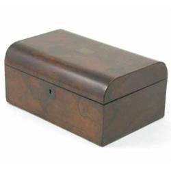 A burr-walnut jewellery box, with hinged lid enclosing a compartmented interior, 8.75 ins...