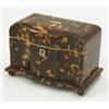 Image 1 : A George III tortoiseshell tea caddy, with concave sections to front, two covered canisters enclo...