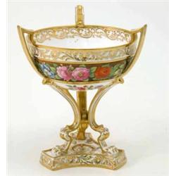 A late Victorian Copeland bone china three-handled bowl, painted with 'Spode's B 233' pattern, a...