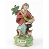 Image 1 : An early 19th century Staffordshire pottery figure, "St. Luke", standing with book, calf lying be...