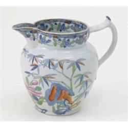 A mid-19th century 'Patent Ironstone China' jug, printed and enamelled with bamboo and flowers, 6...