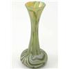 Image 1 : A Loetz-style glass vase, with continuous swirl effects in a green iridescence, 11in....