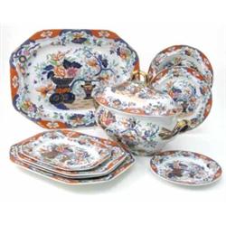 An early 19th century Spode 'New Stone' dinner service, 44 pieces including two-handled soup ture...