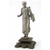 Image 1 : An Eastern silvered bronze figure of a Buddhist monk, 7ins, in a hardwood stand...