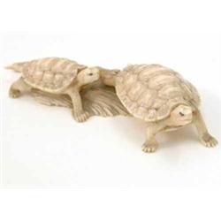 A Japanese carved ivory group of two terrapins, 3.75ins...
