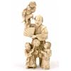 Image 1 : A Japanese carved walrus ivory group of an entertainer with three children 7ins...