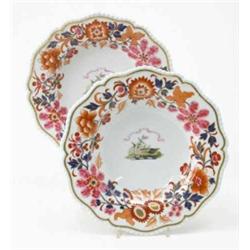 A pair of Flight, Barr & Barr Worcester armorial dishes, circular with gadrooned rims, crest depi...