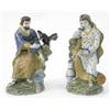 Image 1 : A pair of 18th century Prattware figures of Elijah and Widow, seated Elijah with raven, widow bes...