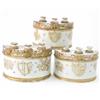Image 1 : A set of three early 19th century pearlware bulb pots, semi-elliptical with moulded gilt cresting...