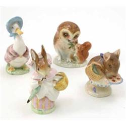 Four Beswick Beatrix Potter figures, comprising Old Mr Brown and Jemima Puddleduck, both BP-2 and...