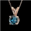 Image 2 : 0.55 CTW Certified Intense Blue SI Diamond Solitaire Necklace 10K Rose Gold - REF-51Y2K - 36731