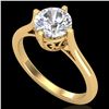 Image 1 : 1.25 CTW VS/SI Diamond Solitaire Art Deco Ring 18K Yellow Gold - REF-490W9F - 37228