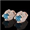 Image 1 : 2.75 CTW Fancy Intense Blue Diamond Micro Pave Stud Earrings 18K Rose Gold - REF-236M4H - 37629