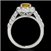 Image 2 : 2.5 CTW Certified Si/I Fancy Intense Yellow Diamond Solitaire Halo Ring 10K White Gold - REF-212H8A 