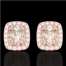 2.50 CTW Morganite & Micro Pave VS/SI Diamond Halo Earrings 10K Rose Gold - REF-57W3F - 22867