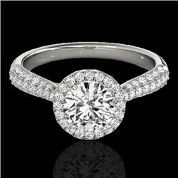 1.4 CTW H-SI/I Certified Diamond Solitaire Halo Ring 10K White Gold - REF-170X4T - 33298