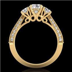 1.81 CTW VS/SI Diamond Art Deco 3 Stone Ring 18K Yellow Gold - REF-262H5A - 37147