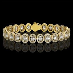 15.8 CTW Oval Diamond Designer Bracelet 18K Yellow Gold - REF-2838N8Y - 42763