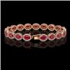 Image 2 : 15.2 CTW Ruby & Diamond Halo Bracelet 10K Rose Gold - REF-255N3Y - 40455