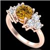 Image 1 : 2.1 CTW Intense Fancy Yellow Diamond Solitaire Classic Ring 18K Rose Gold - REF-290N9Y - 37610