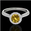 Image 1 : 1.4 CTW Certified Si/I Fancy Intense Yellow Diamond Solitaire Halo Ring 10K White Gold - REF-170Y4K 