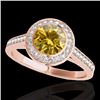 Image 2 : 1.3 CTW Certified Si/I Fancy Intense Yellow Diamond Solitaire Halo Ring 10K Rose Gold - REF-168H4A -