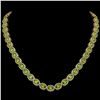 Image 1 : 31.1 CTW Peridot & Diamond Halo Necklace 10K Yellow Gold - REF-554M8H - 40429