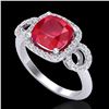 Image 2 : 3.15 CTW Ruby & Micro VS/SI Diamond Ring 18K White Gold - REF-76M9H - 23008