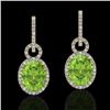 Image 1 : 6 CTW Peridot & Micro Pave Solitaire Halo VS/SI Diamond Earrings 14K Yellow Gold - REF-104W4F - 2274