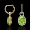 Image 2 : 6 CTW Peridot & Micro Pave Solitaire Halo VS/SI Diamond Earrings 14K Yellow Gold - REF-104W4F - 2274