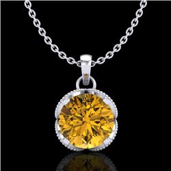 1.13 CTW Intense Fancy Yellow Diamond Art Deco Stud Necklace 18K White Gold - REF-136W4F - 37427