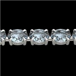 20 CTW Aquamarine Eternity Designer Inspired Tennis Bracelet 14K White Gold - REF-178Y2K - 23384