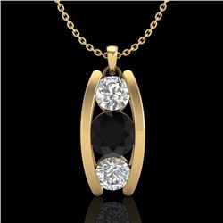 1.07 CTW Fancy Black Diamond Solitaire Art Deco Stud Necklace 18K Yellow Gold - REF-94A5X - 37774