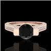 Image 2 : 2 CTW Fancy Black Diamond Solitaire Engagement Micro Pave Ring 18K Rose Gold - REF-160X2T - 37619
