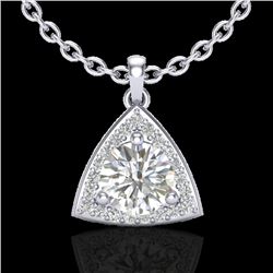 1.50 CTW Micro Pave Halo VS/SI Diamond Necklace 18K White Gold - REF-385W8F - 20524