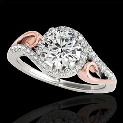 1.25 CTW H-SI/I Certified Diamond Solitaire Halo Ring 10K White & Rose Gold - REF-155M5H - 34169