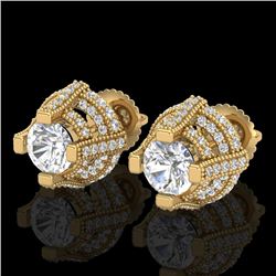 2.75 CTW VS/SI Diamond Micro Pave Stud Earrings 18K Yellow Gold - REF-320A2X - 36952