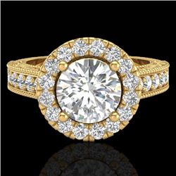 2.25 CTW Vintage Solitaire VS/SI Diamond Halo Ring 14K Yellow Gold - REF-541T8M - 21118