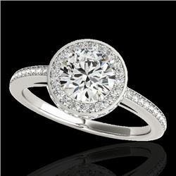 1.55 CTW H-SI/I Certified Diamond Solitaire Halo Ring 10K White Gold - REF-180W2F - 34274