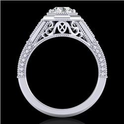 0.84 CTW VS/SI Diamond Solitaire Art Deco Ring 18K White Gold - REF-236W4F - 37091