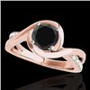Image 1 : 1.15 CTW Certified VS Black Diamond Solitaire Ring 10K Rose Gold - REF-57X3T - 34839