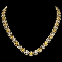 31.64 CTW Canary Yellow & White Diamond Designer Necklace 18K Yellow Gold - REF-4472M8H - 42598