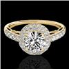 Image 1 : 1.65 CTW H-SI/I Certified Diamond Solitaire Halo Ring 10K Yellow Gold - REF-178Y2K - 33699