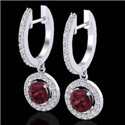 1.75 CTW Garnet & Micro Halo VS/SI Diamond Earrings 18K White Gold - REF-82M8H - 23256