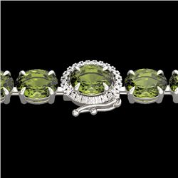 27 CTW Green Tourmaline & VS/SI Diamond Tennis Micro Halo Bracelet 14K White Gold - REF-243H5A - 234
