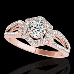 1.43 CTW H-SI/I Certified Diamond Solitaire Halo Ring 10K Rose Gold - REF-170Y9K - 34017