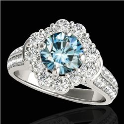 2.81 CTW Si Certified Fancy Blue Diamond Solitaire Halo Ring 10K White Gold - REF-309T3M - 33963