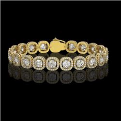 14.41 CTW Cushion Diamond Designer Bracelet 18K Yellow Gold - REF-2635F6N - 42628