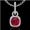 Image 2 : 3 CTW Ruby & Micro VS/SI Diamond Necklace 18K White Gold - REF-76X4T - 22988