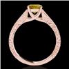 Image 2 : 1.5 CTW Certified Si/I Fancy Intense Yellow Diamond Antique Ring 10K Rose Gold - REF-236X4T - 35199